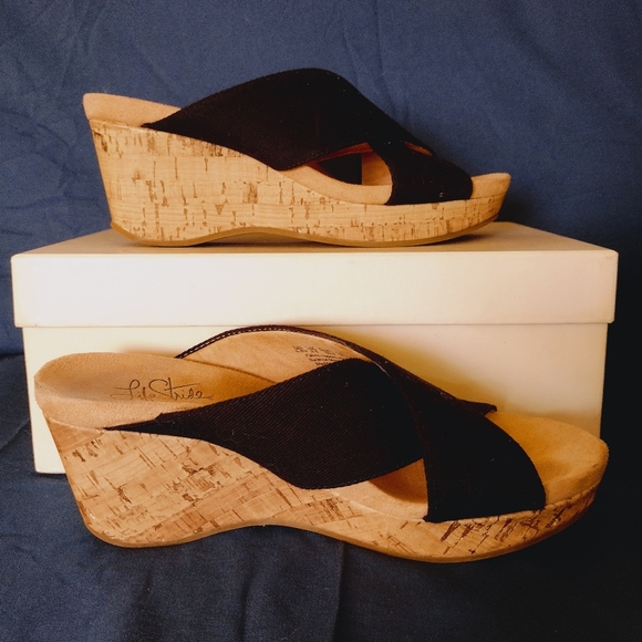 Life Stride Donna Wedge Slides Soft System, size 6.5, black w/cork wedge - Picture 5 of 11